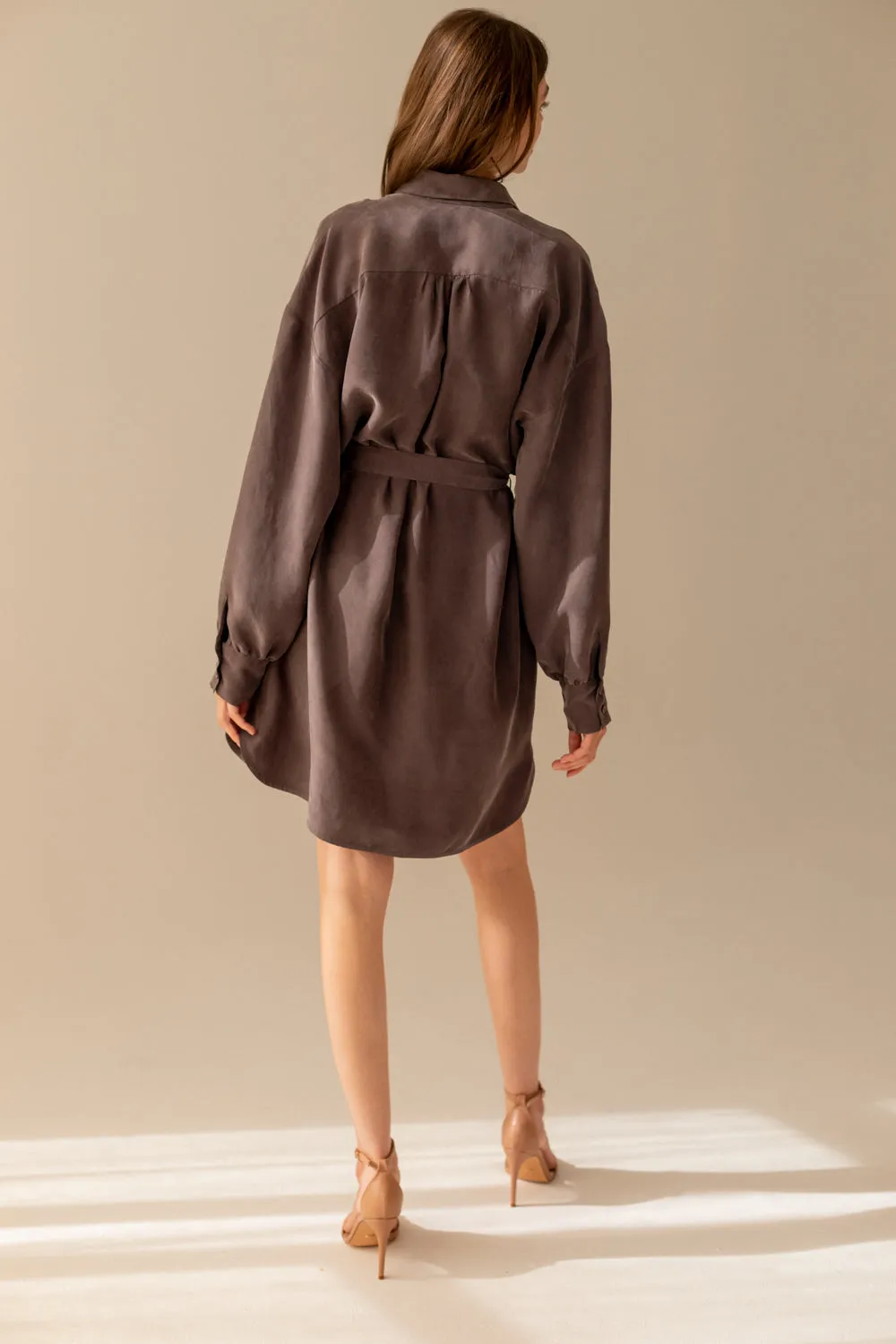 Joy Grey Pearl Shirt Dress