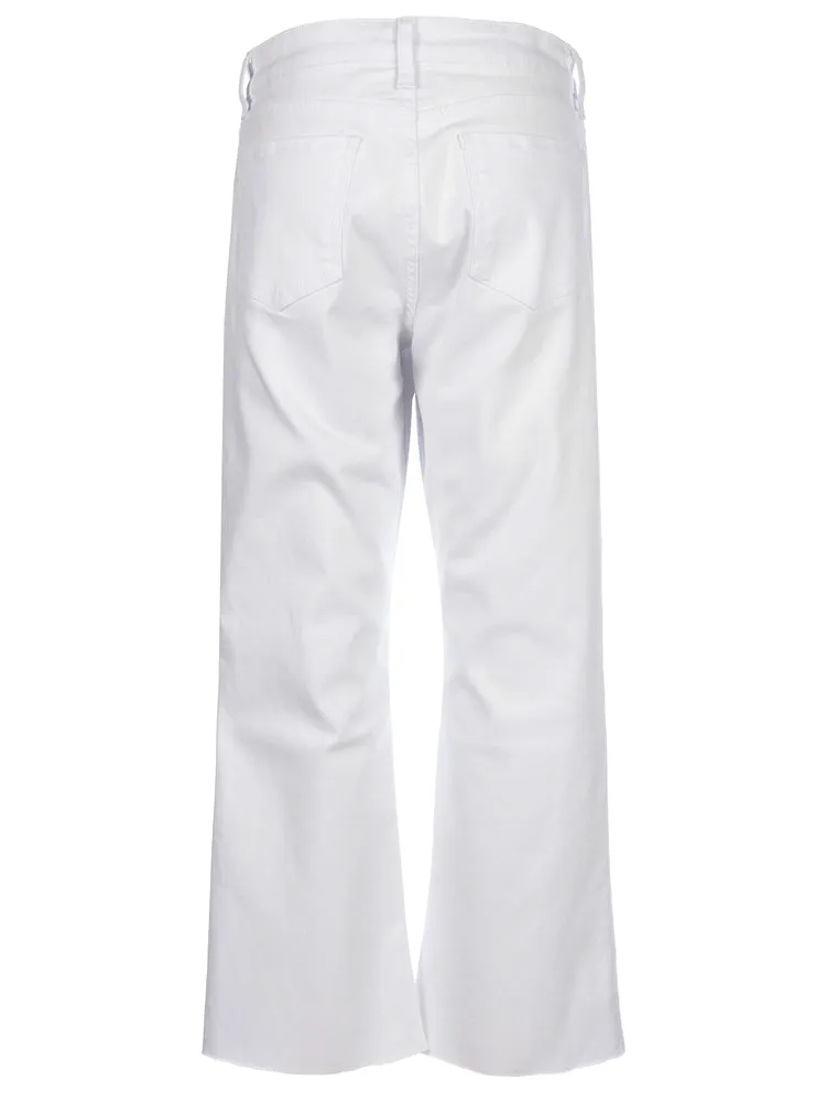 KUT: KELSEY HIGH RISE FLARE WITH RAW HEM - Optic White