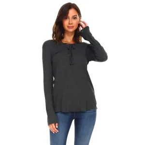 Lace Up Long Sleeve Top