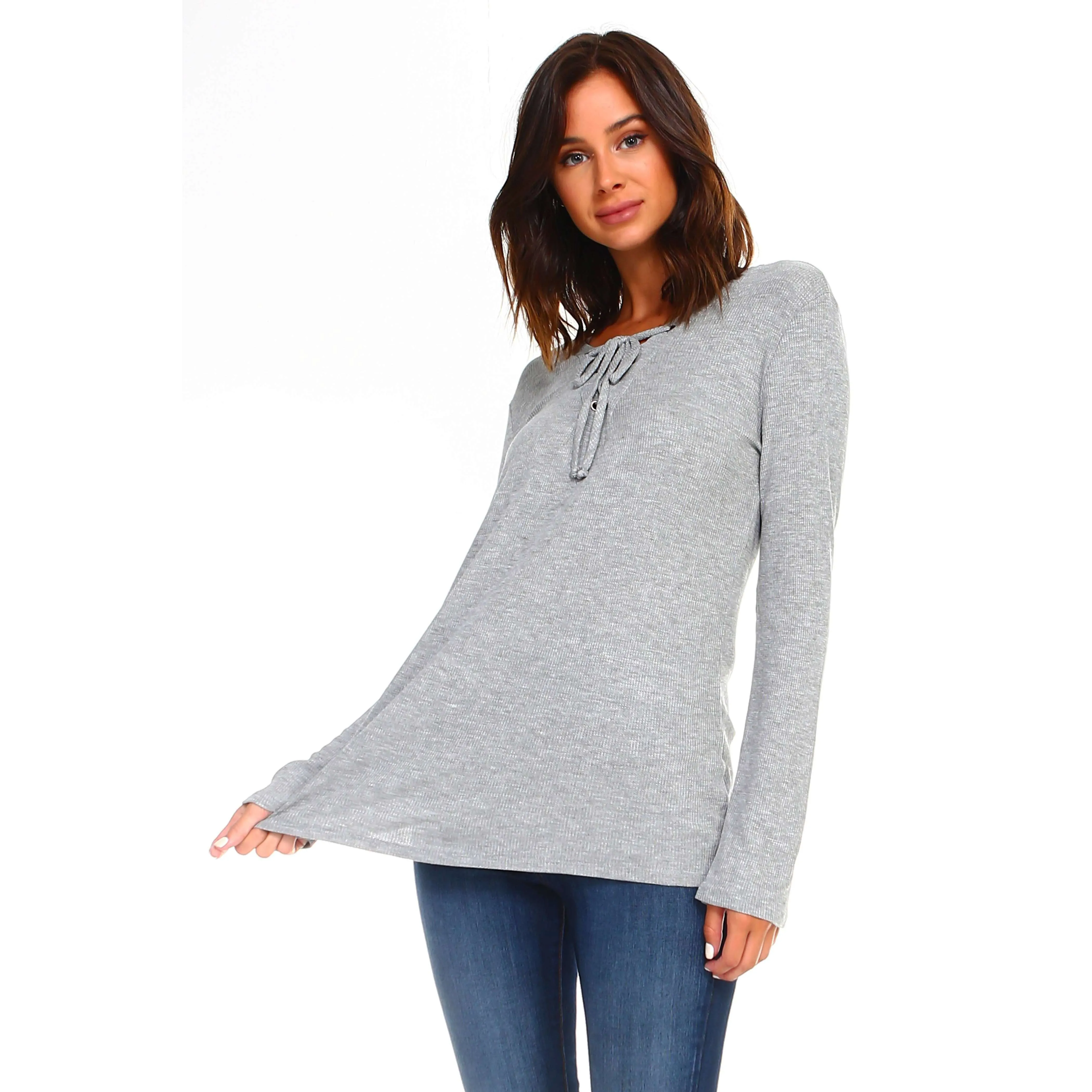 Lace Up Long Sleeve Top