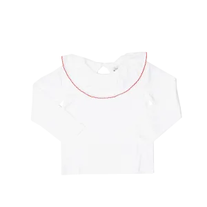 Larrison Red Moonstitch Ruffle Collar Shirt
