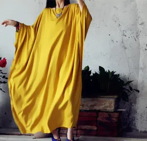 linen kaftan in yellow,extravagant long dress in red,caftan plus size clothing in black,3 colors holiday trip,women linen maxi dress,bust no limit