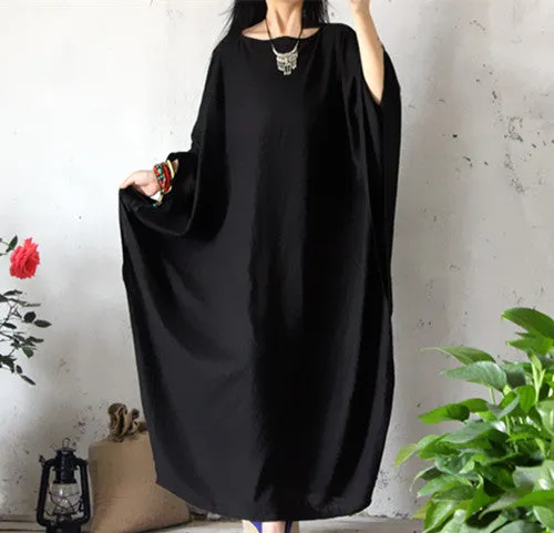 linen kaftan in yellow,extravagant long dress in red,caftan plus size clothing in black,3 colors holiday trip,women linen maxi dress,bust no limit