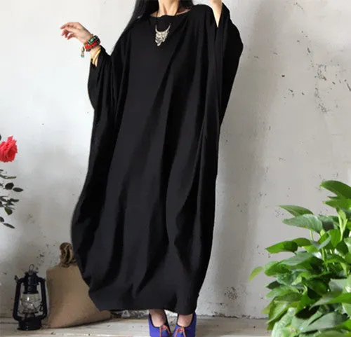 linen kaftan in yellow,extravagant long dress in red,caftan plus size clothing in black,3 colors holiday trip,women linen maxi dress,bust no limit