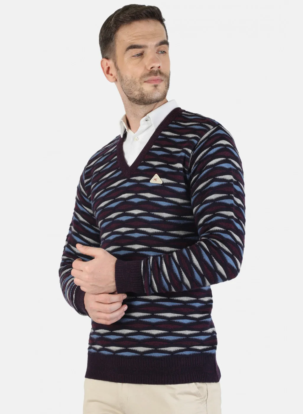 Men Black Self Pullover