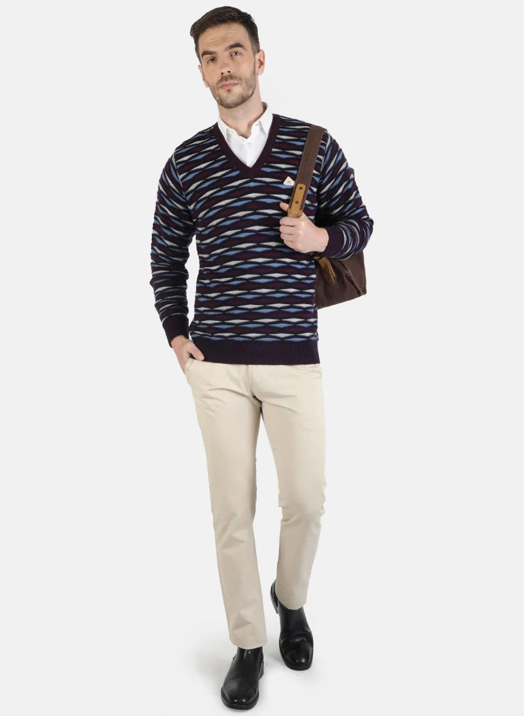 Men Black Self Pullover
