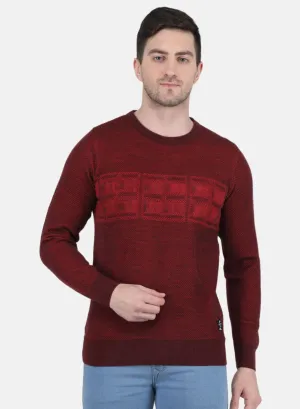 Men Red Jaquard Pullover