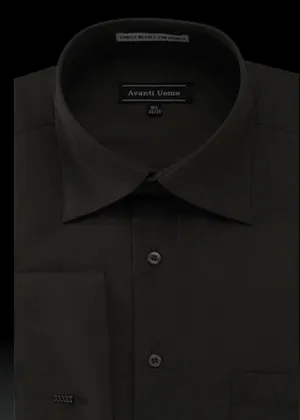 Men's French Cuff Dress Shirt Spread Collar, Black