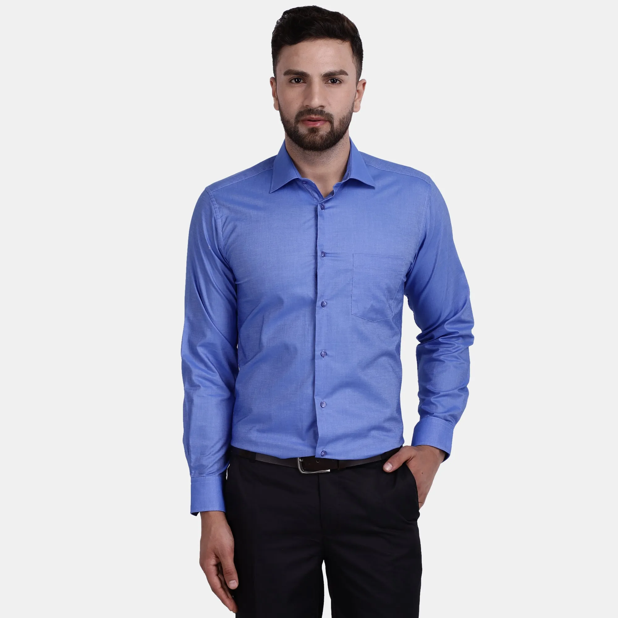 Men's Luthai Supima Mercerised Cotton Solid Regular Fit Dress Shirt
