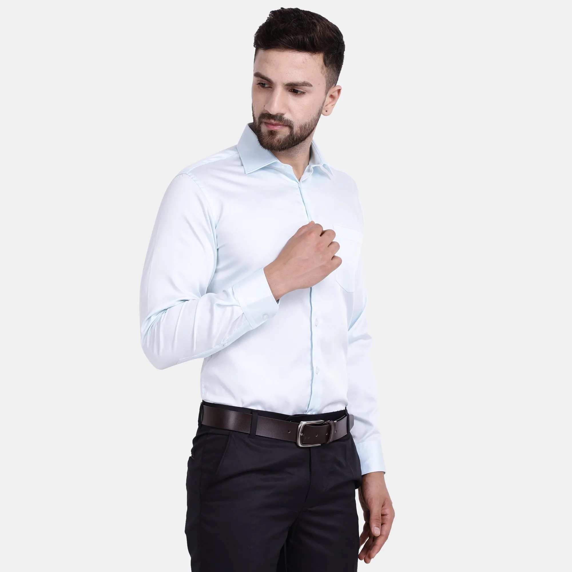 Men's Luthai Supima Mercerised Cotton Solid Regular Fit Dress Shirt