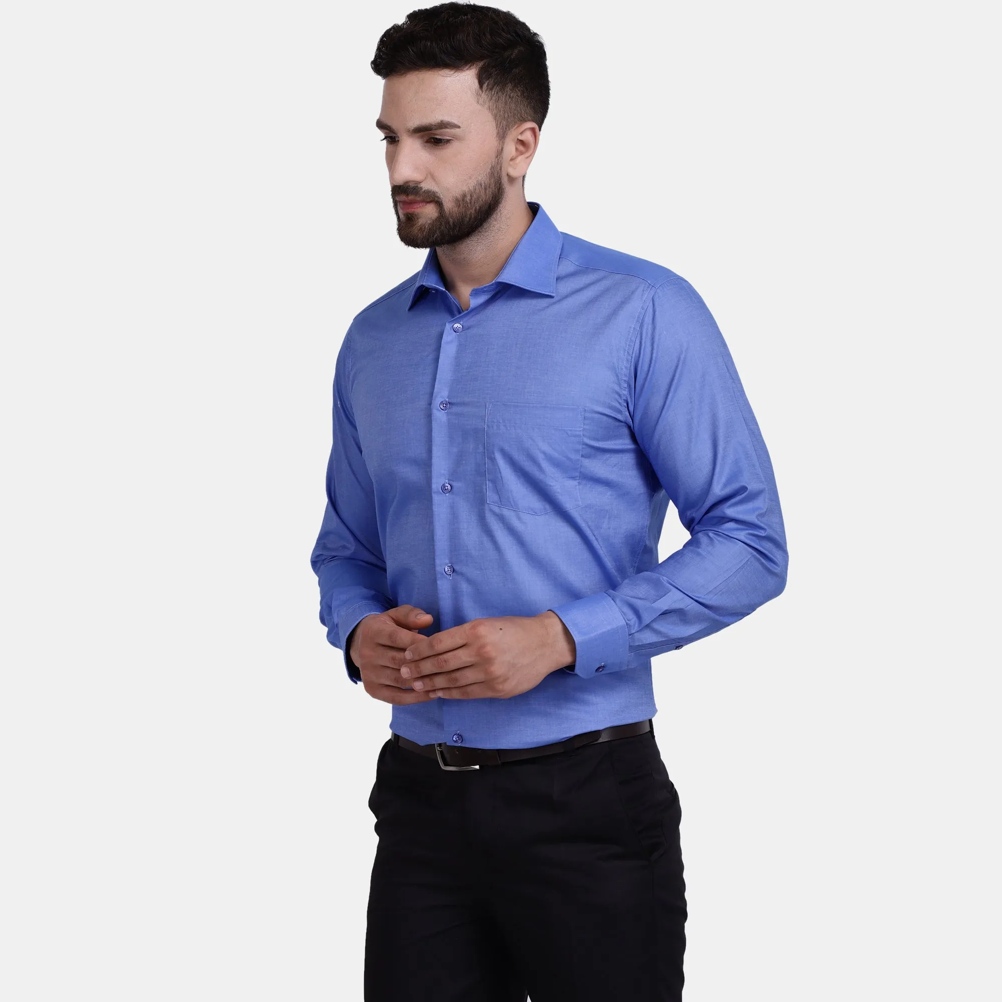 Men's Luthai Supima Mercerised Cotton Solid Regular Fit Dress Shirt
