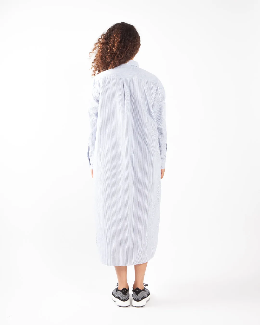 nanamica Stripe Button Down Wind Shirt Dress Navy