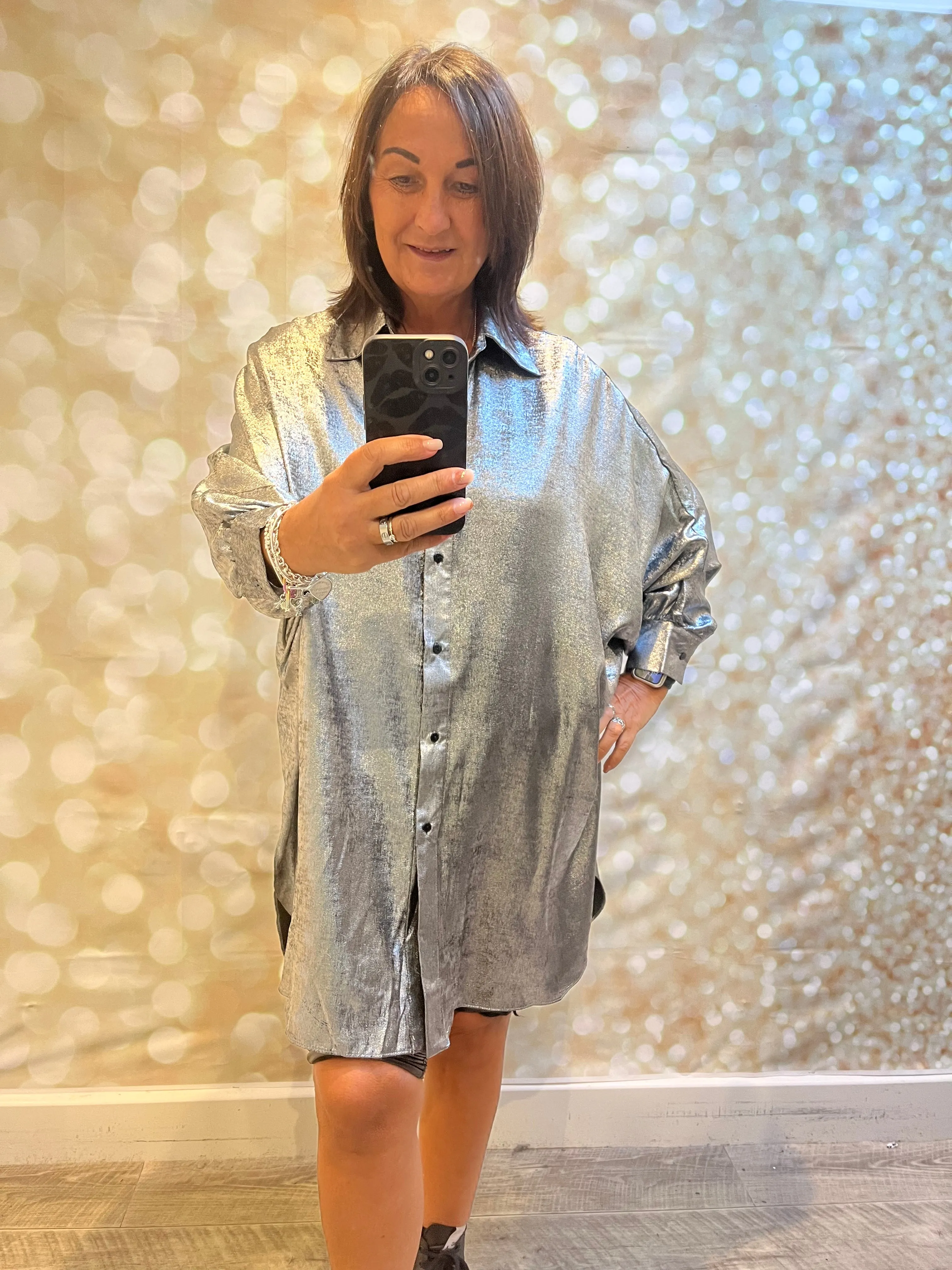 Oversized Metallic Shirt / Dress