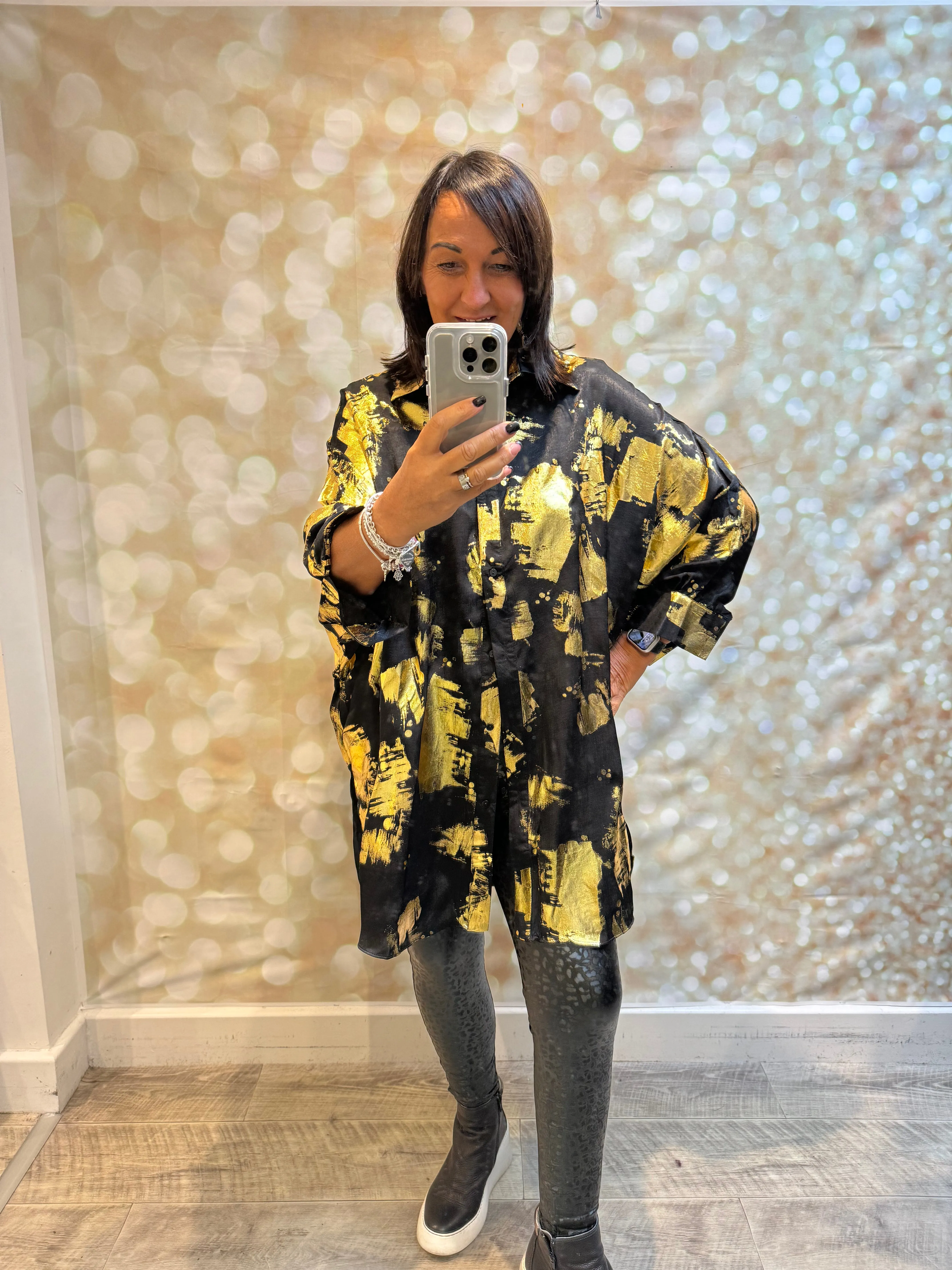 Oversized Metallic Shirt / Dress