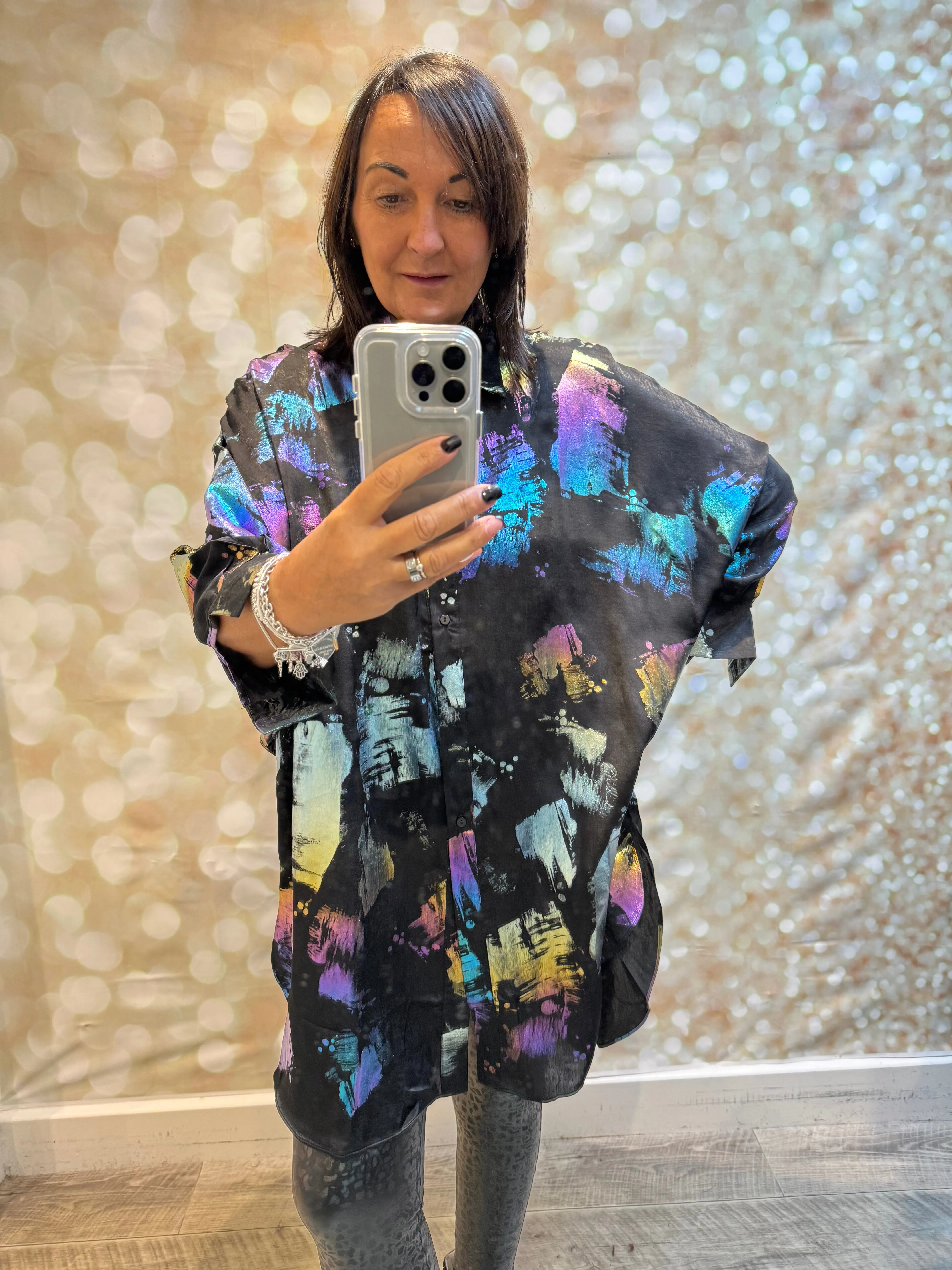Oversized Metallic Shirt / Dress