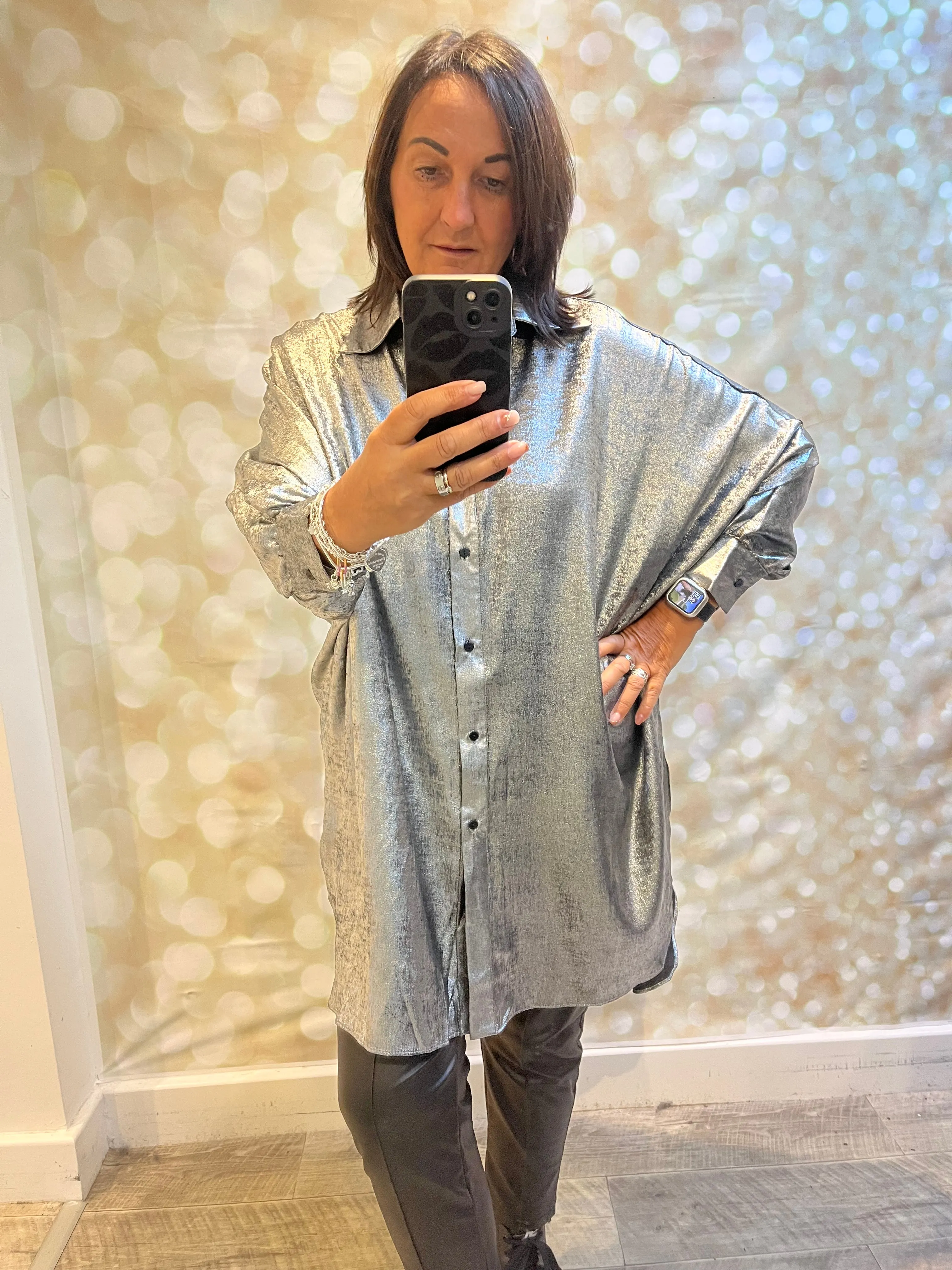 Oversized Metallic Shirt / Dress