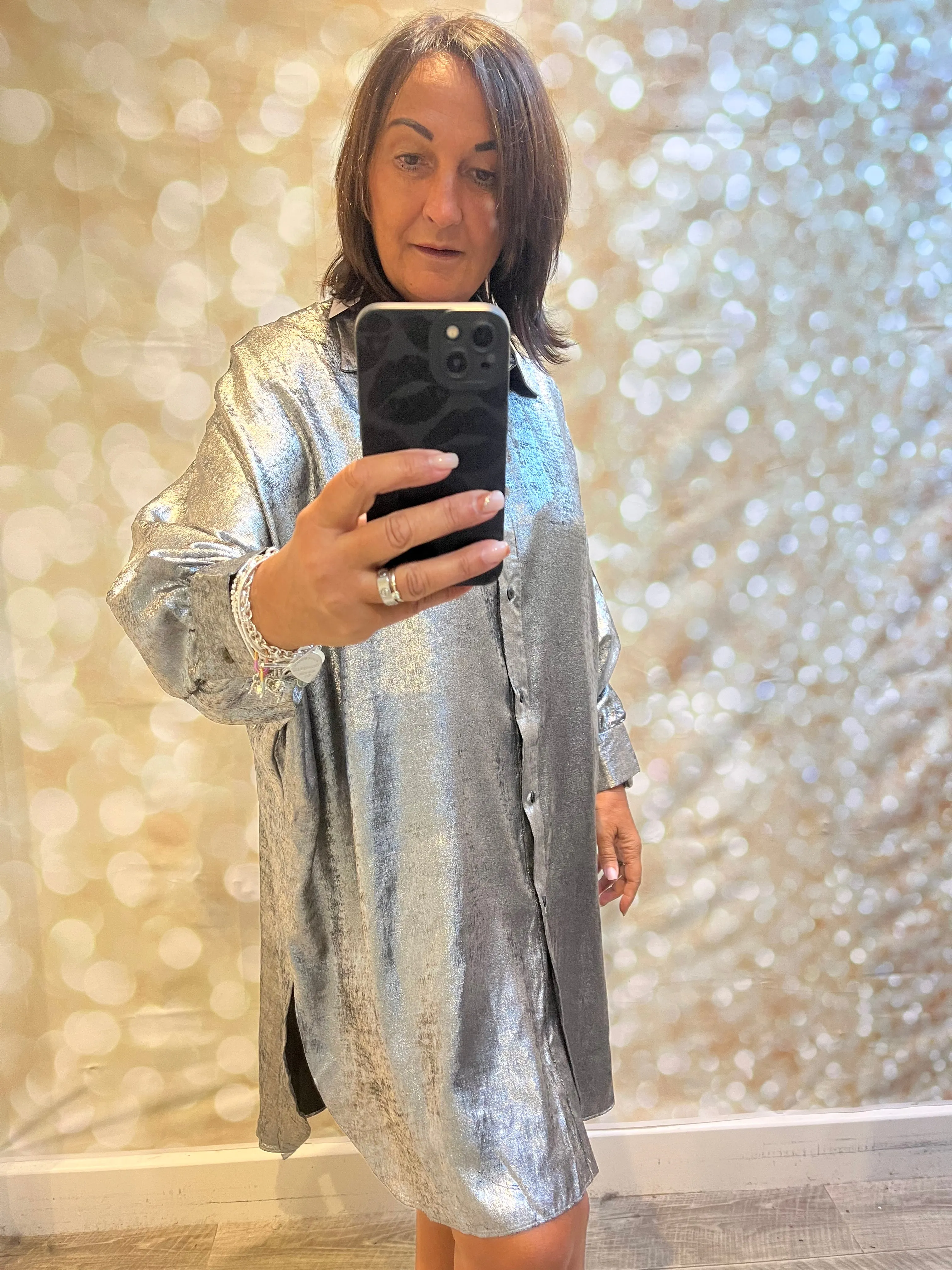 Oversized Metallic Shirt / Dress