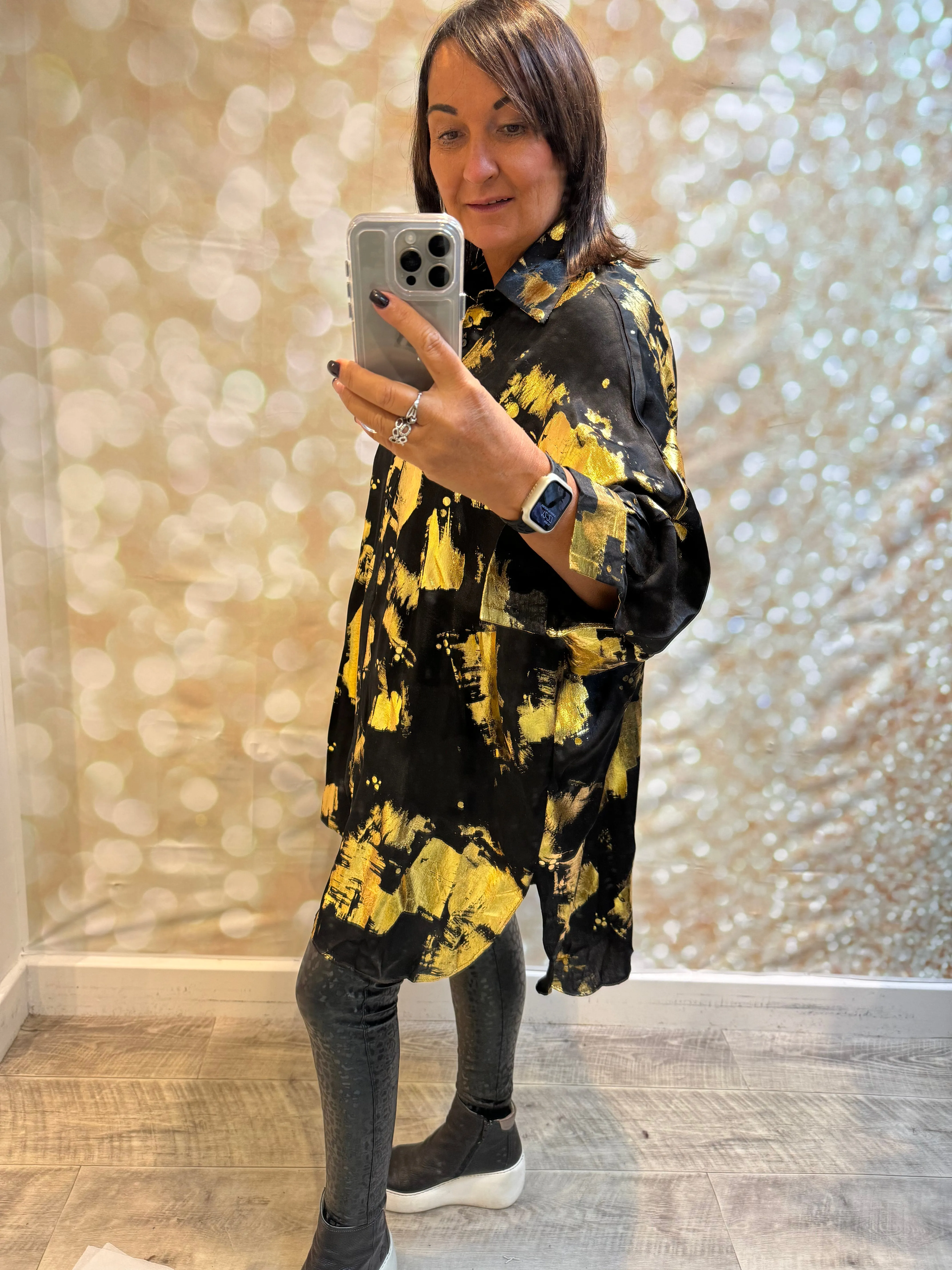 Oversized Metallic Shirt / Dress