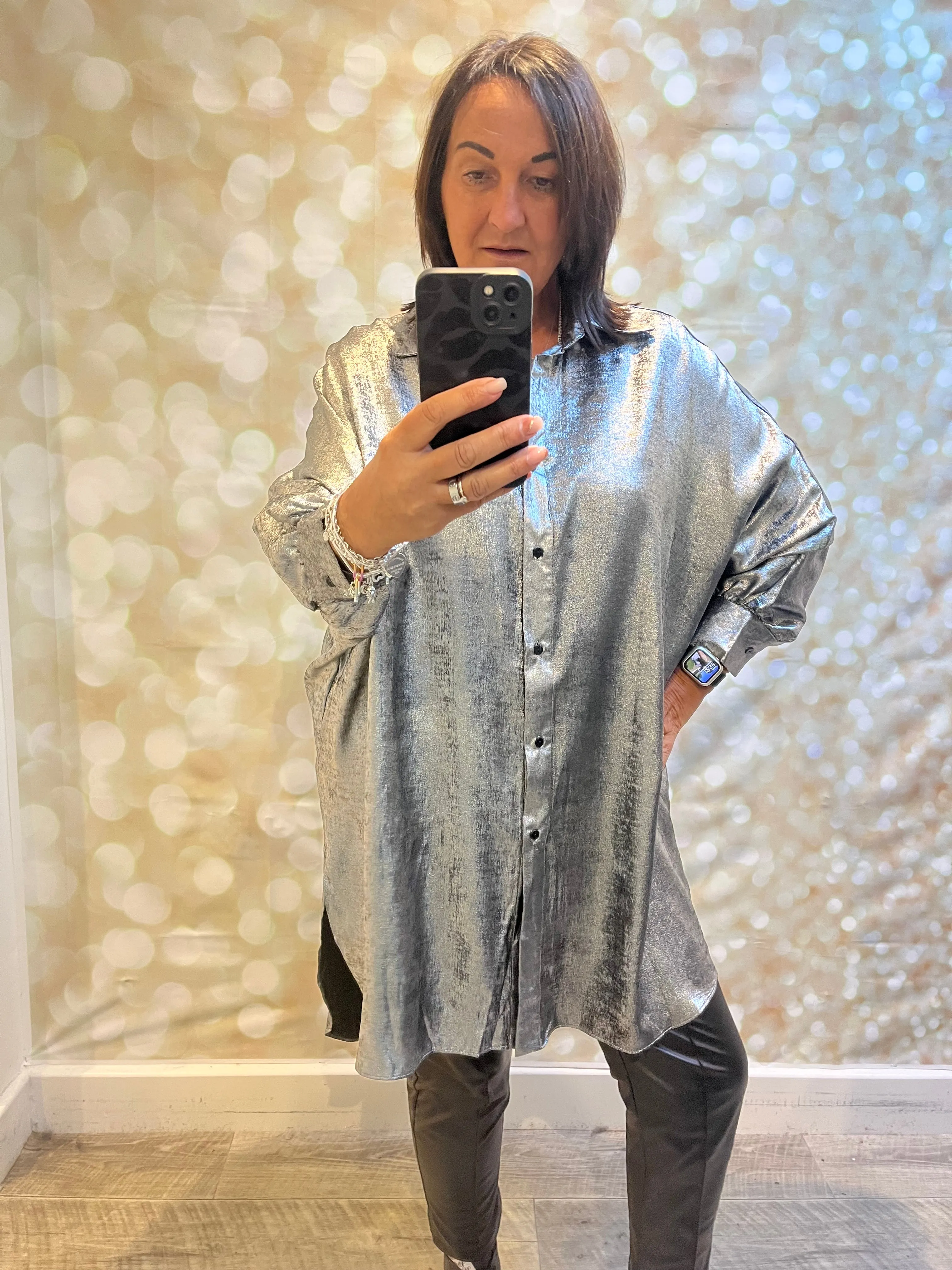Oversized Metallic Shirt / Dress