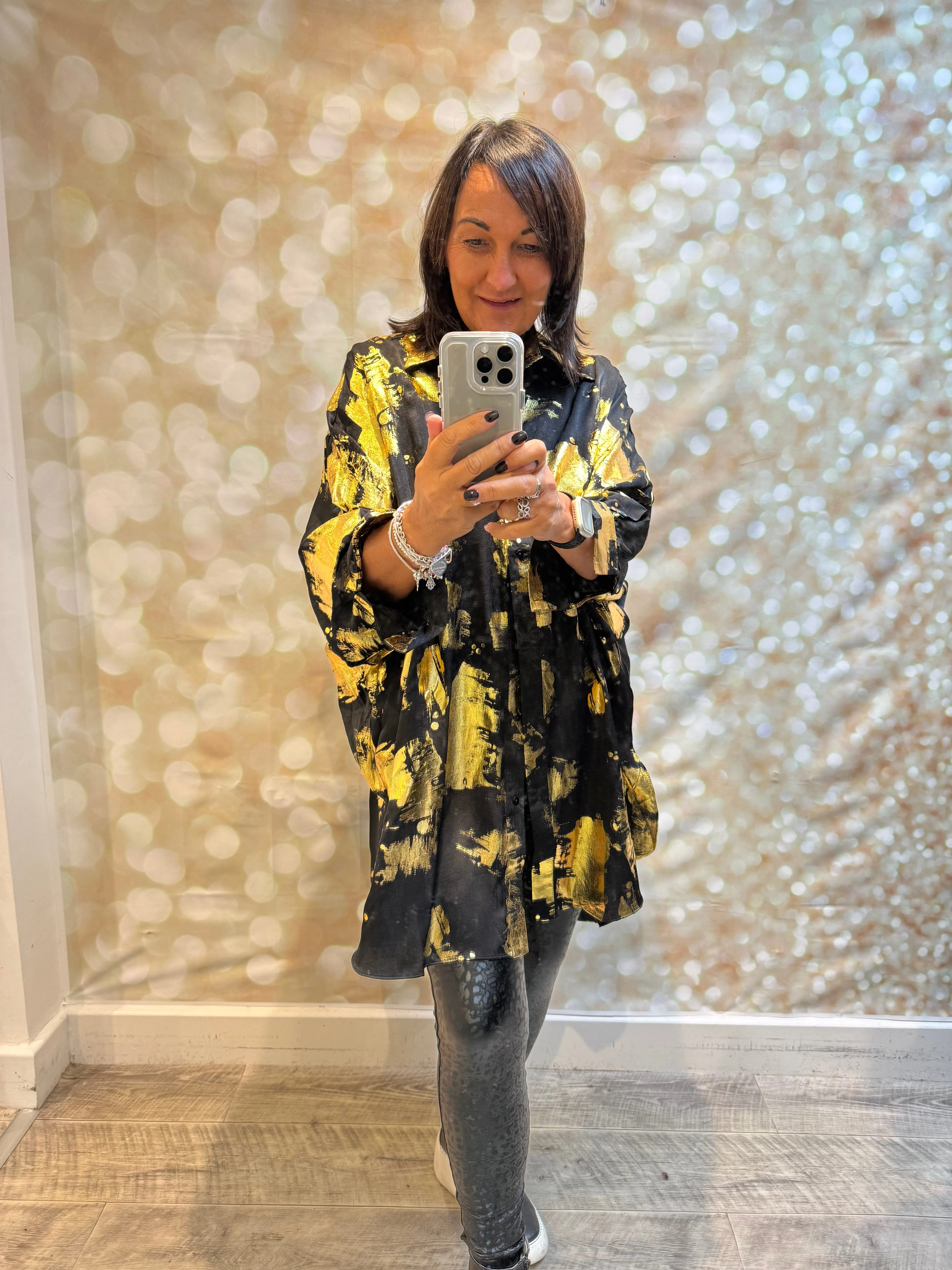 Oversized Metallic Shirt / Dress