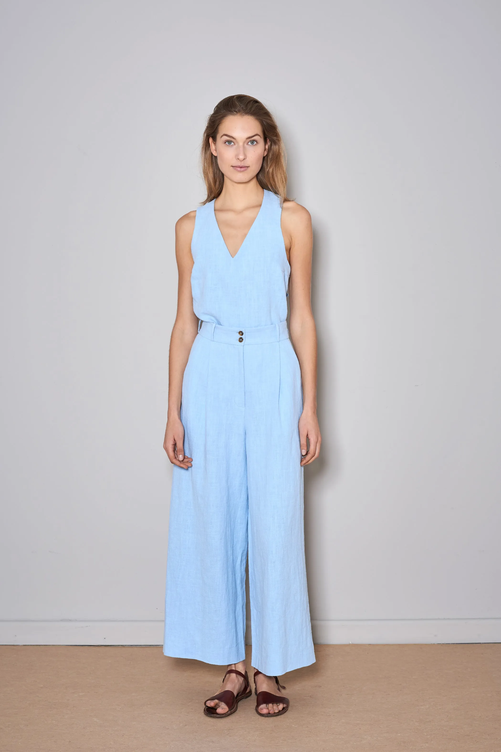 PAN LINEN PANTS baby blue