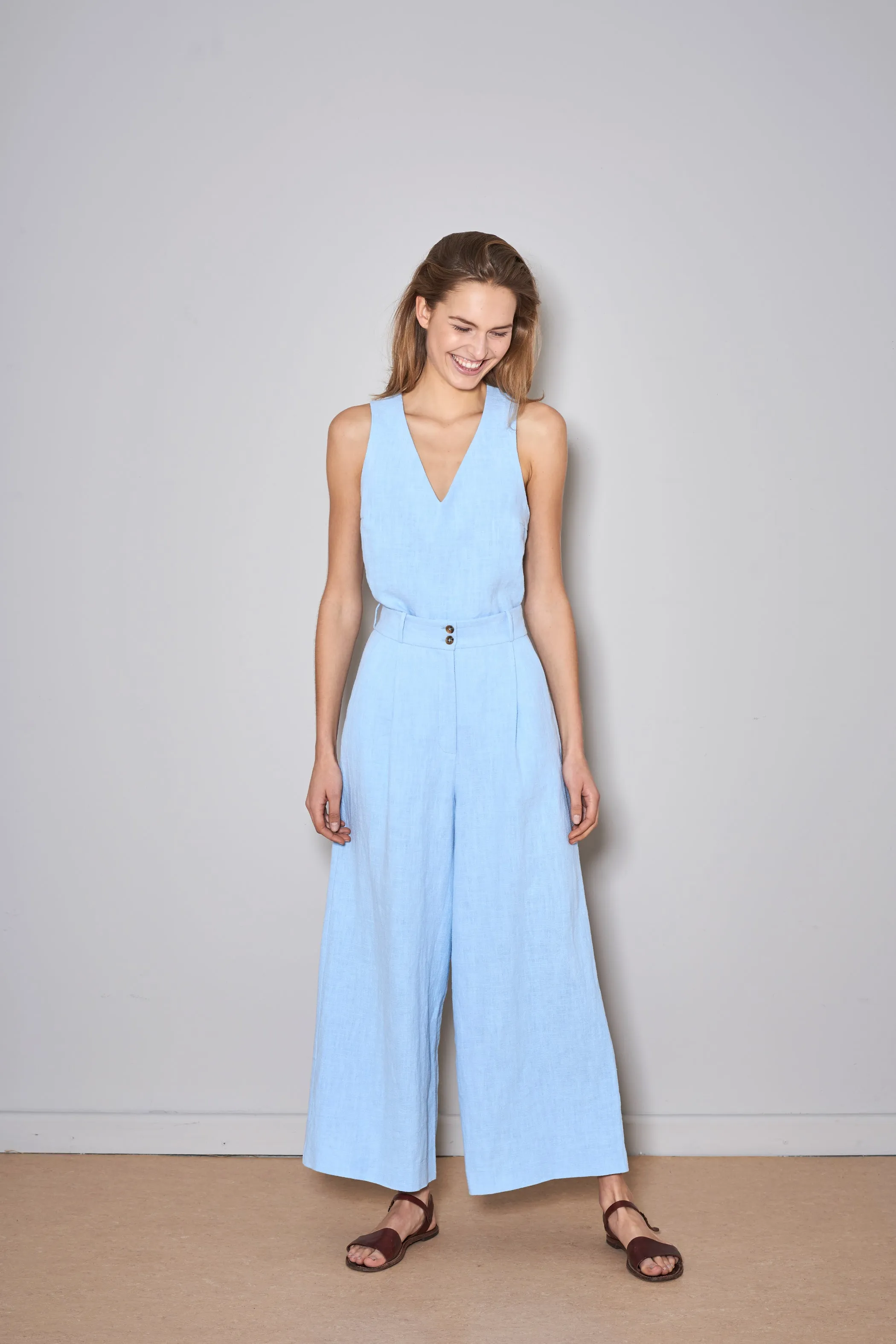 PAN LINEN PANTS baby blue