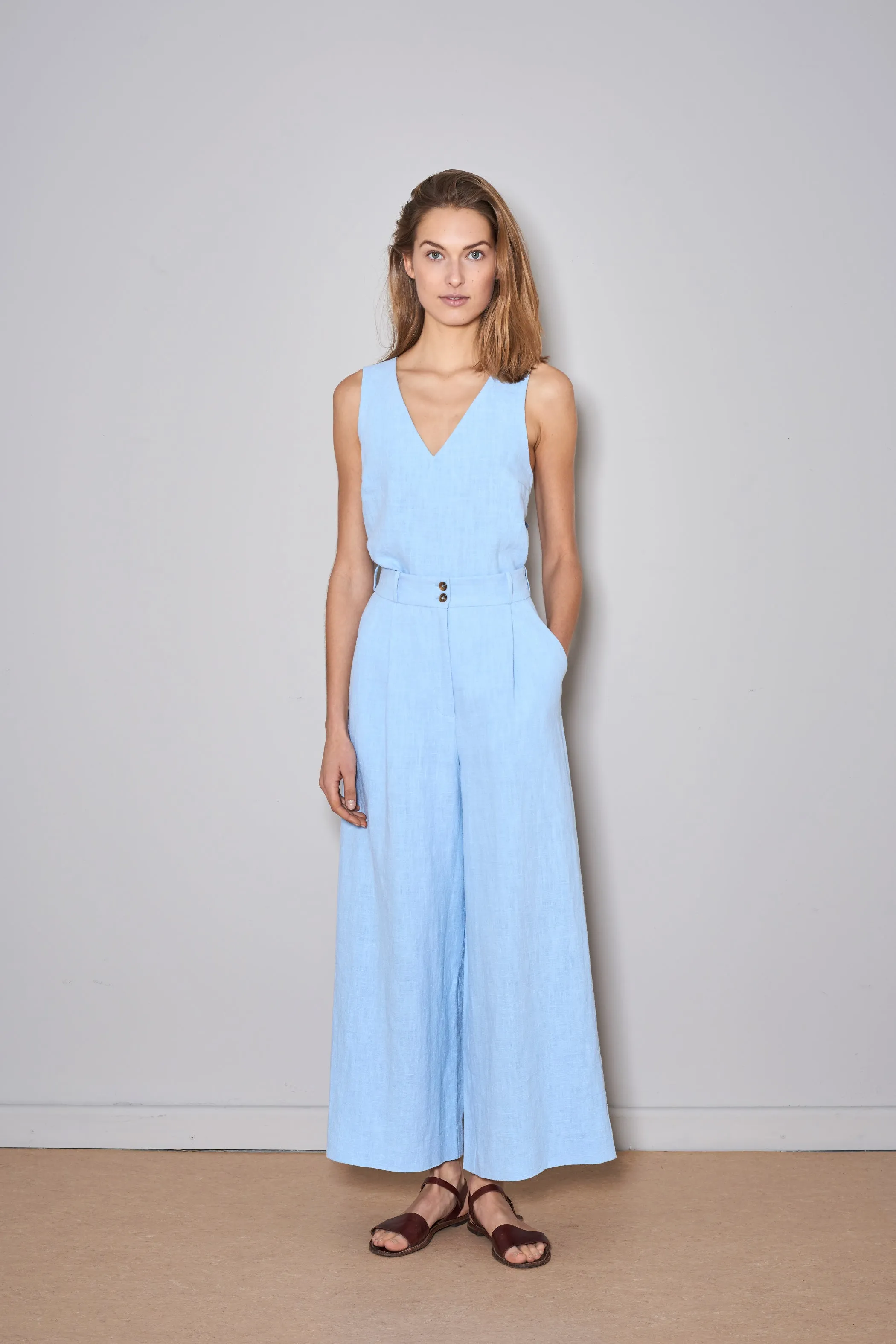 PAN LINEN PANTS baby blue
