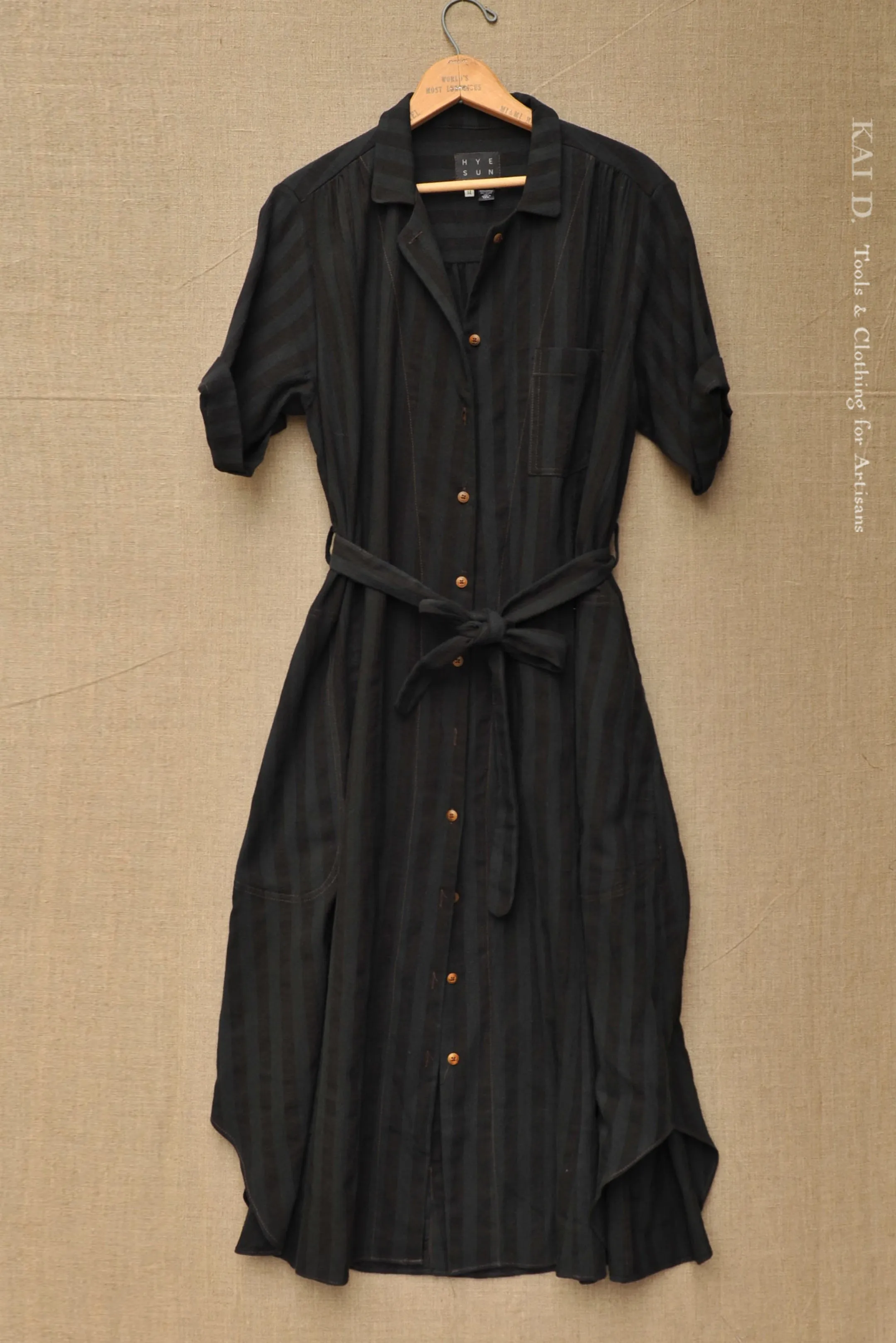 Peggy Dress - Overdyed Tonal Stripe - S