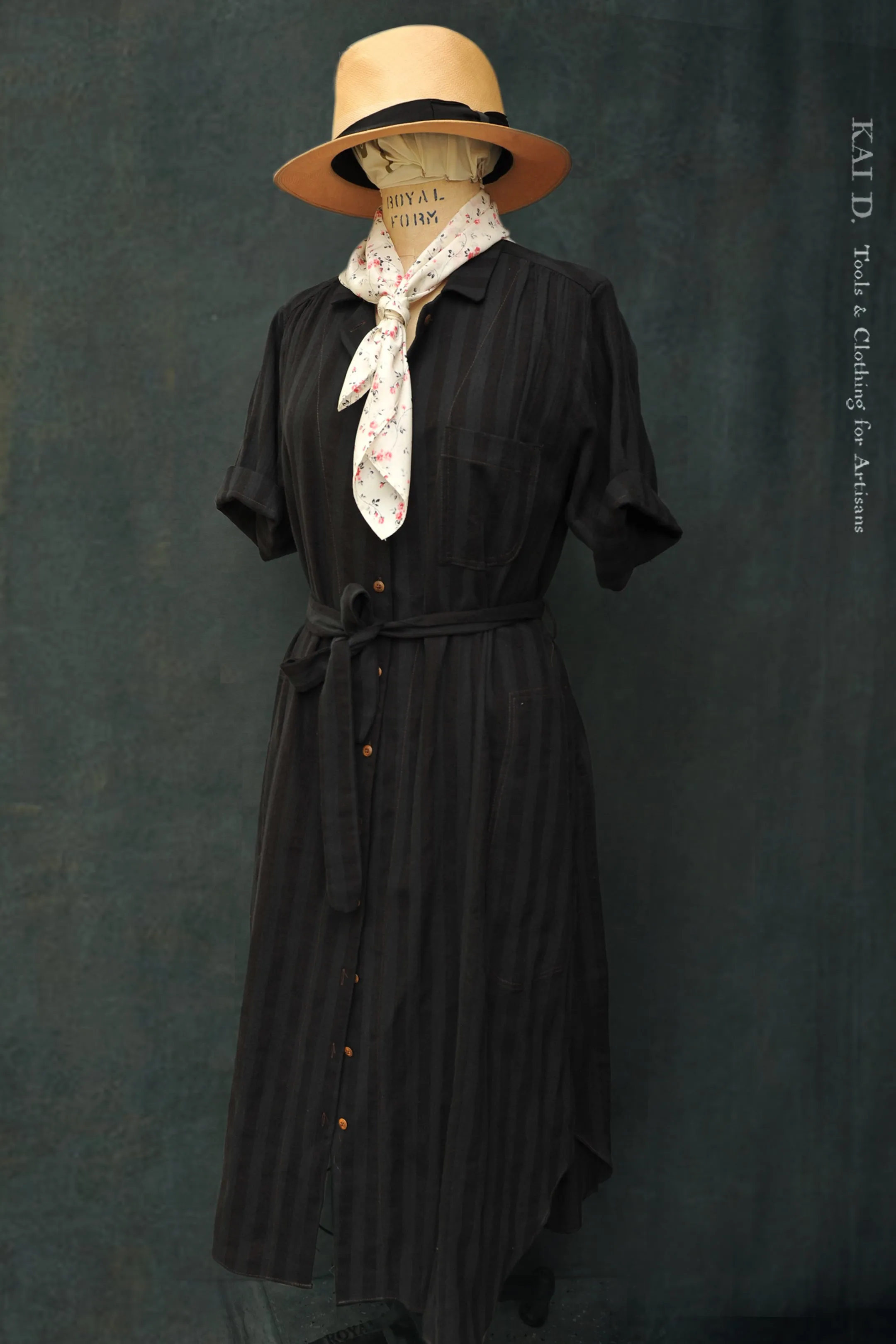 Peggy Dress - Overdyed Tonal Stripe - S