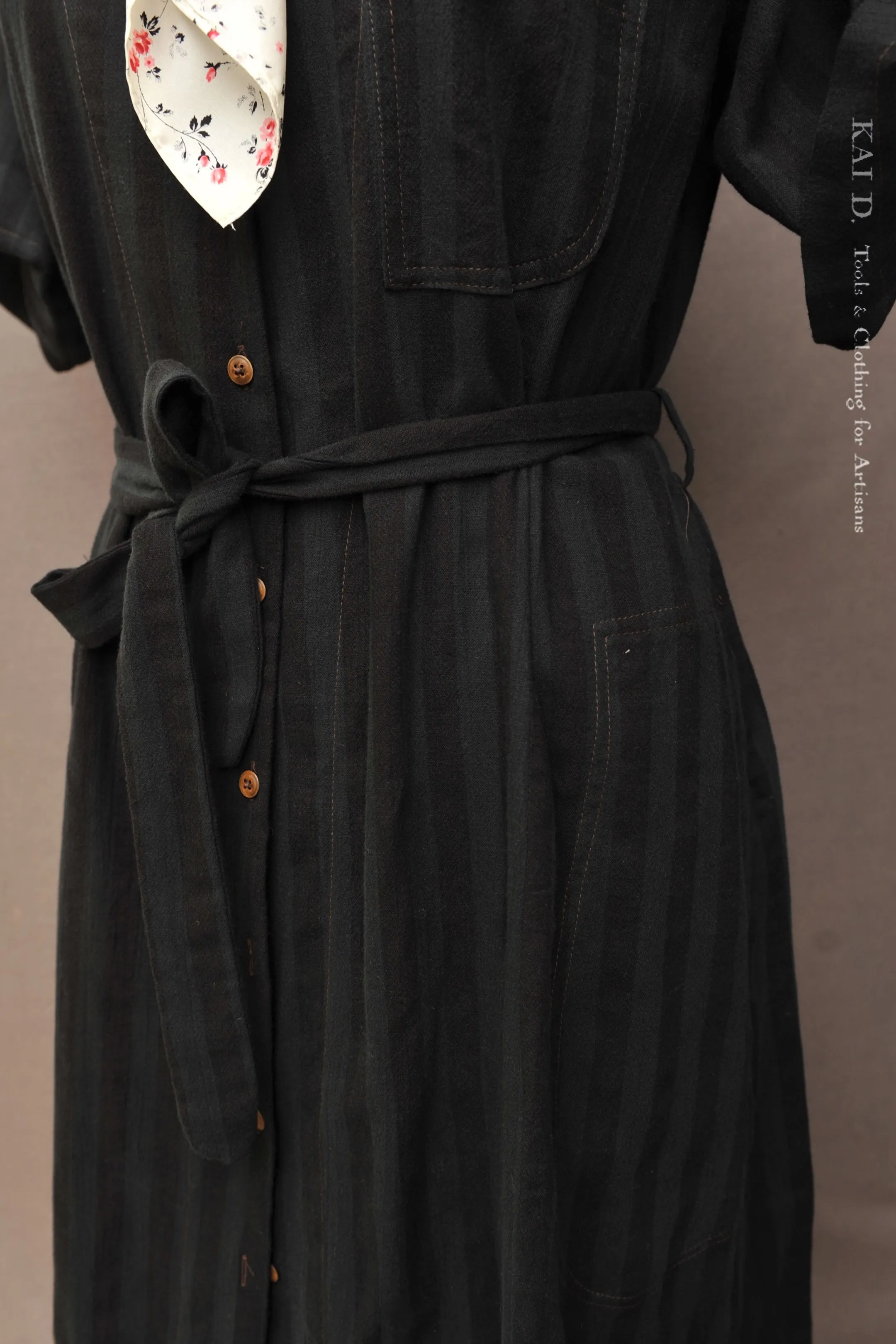Peggy Dress - Overdyed Tonal Stripe - S