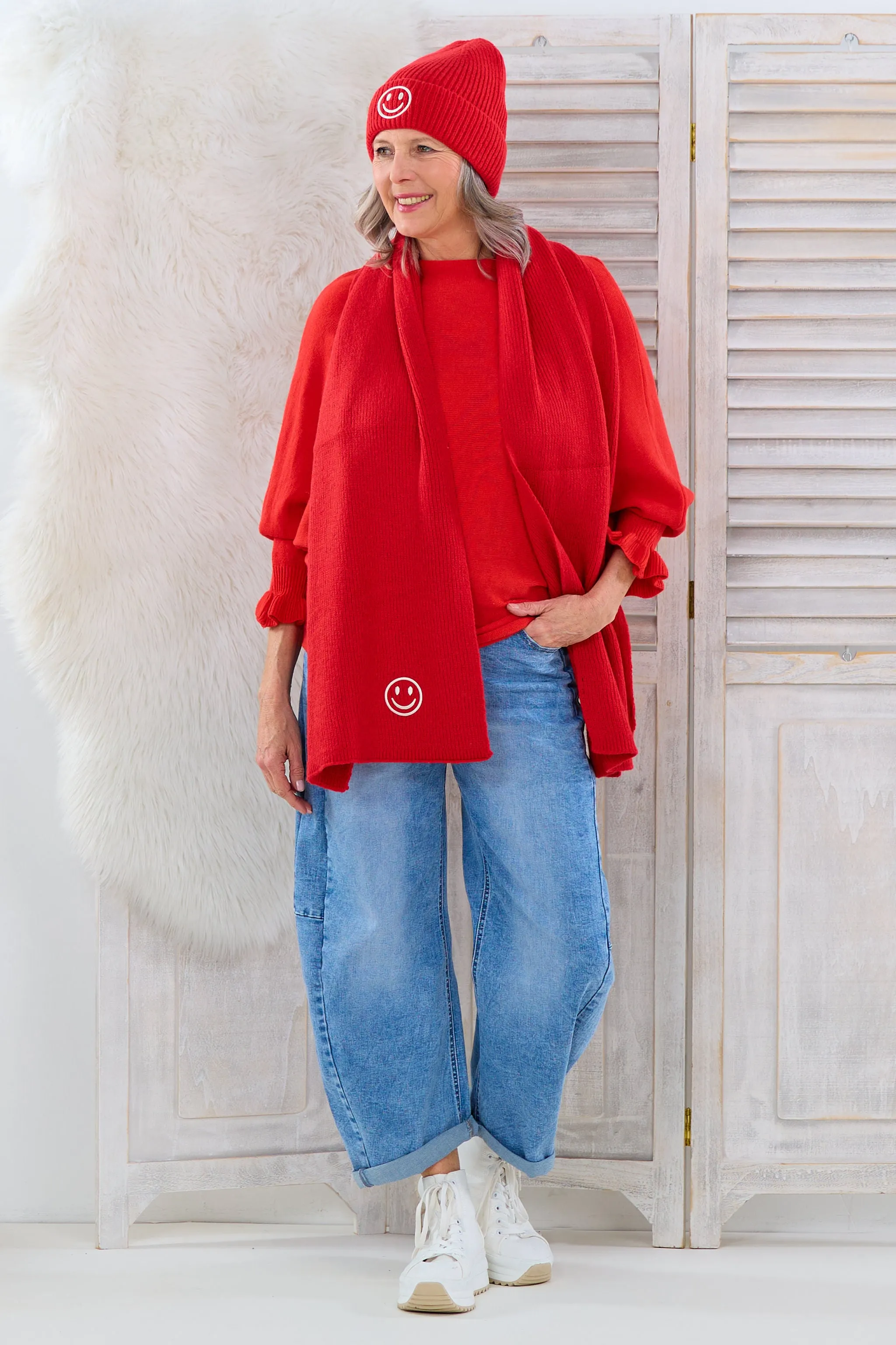Pulli mit Fledermausärmeln, rot