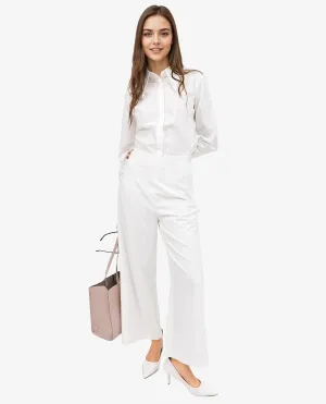 Rareism Women Noahti White Cotton Fabric Trouser