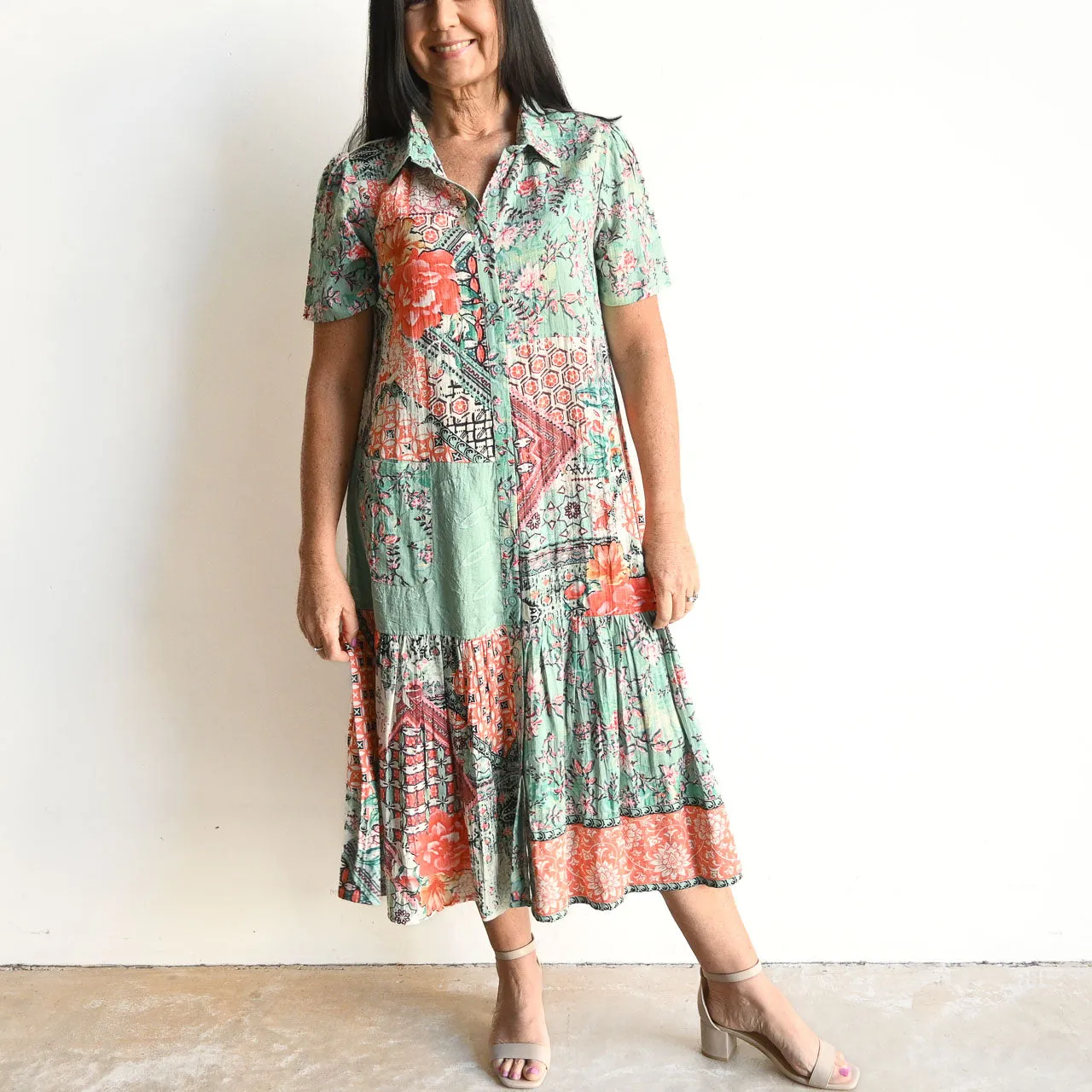 Short Sleeve Shirt Dress by Orientique Australia - Ishigaki - 20024