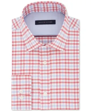 Tommy Hilfiger Men's Athletic Fit Plaid Red Size 14.5x32-33