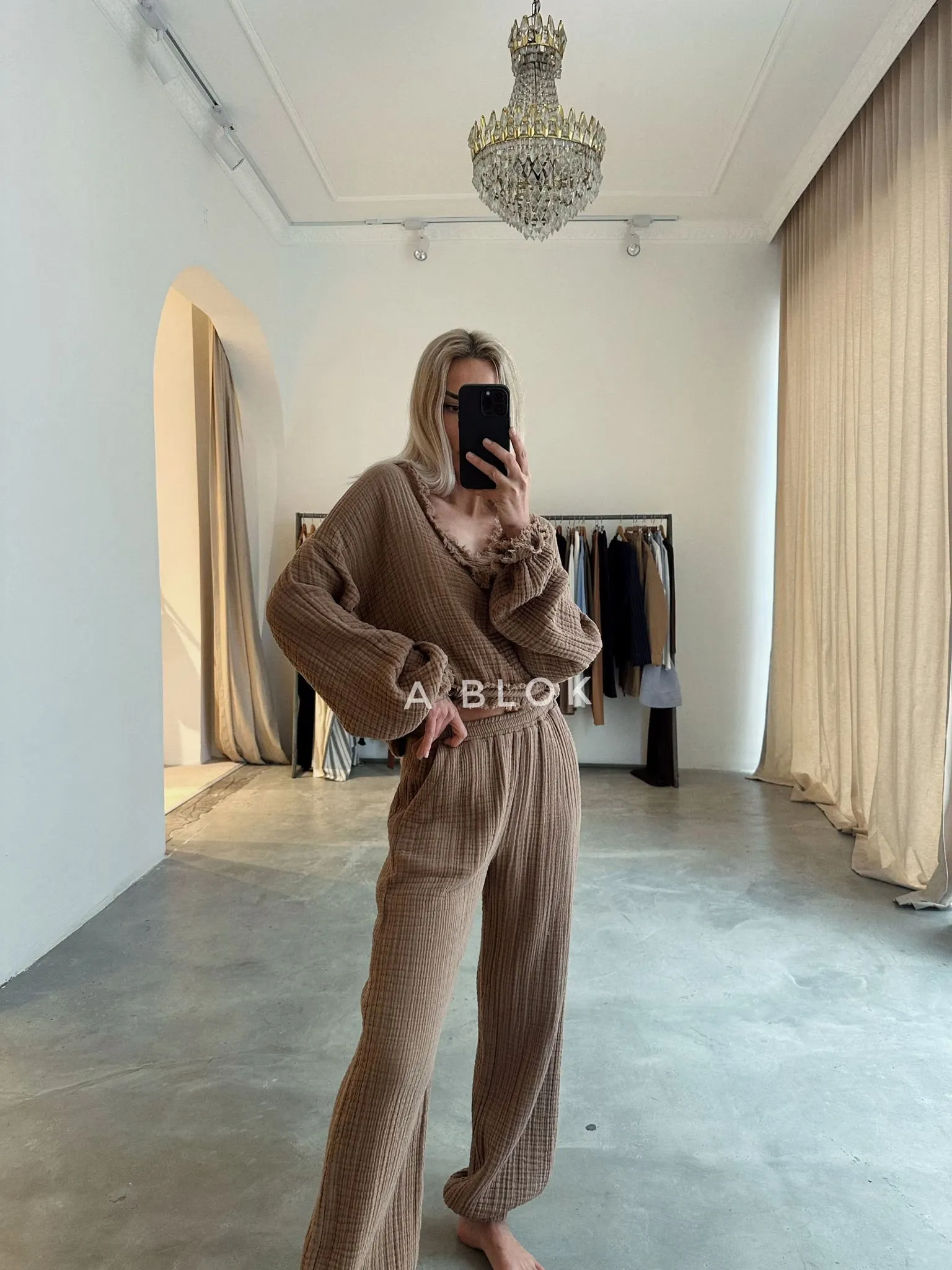 Turkish Cotton Boho Two Piece Set,Top and Trouser Set