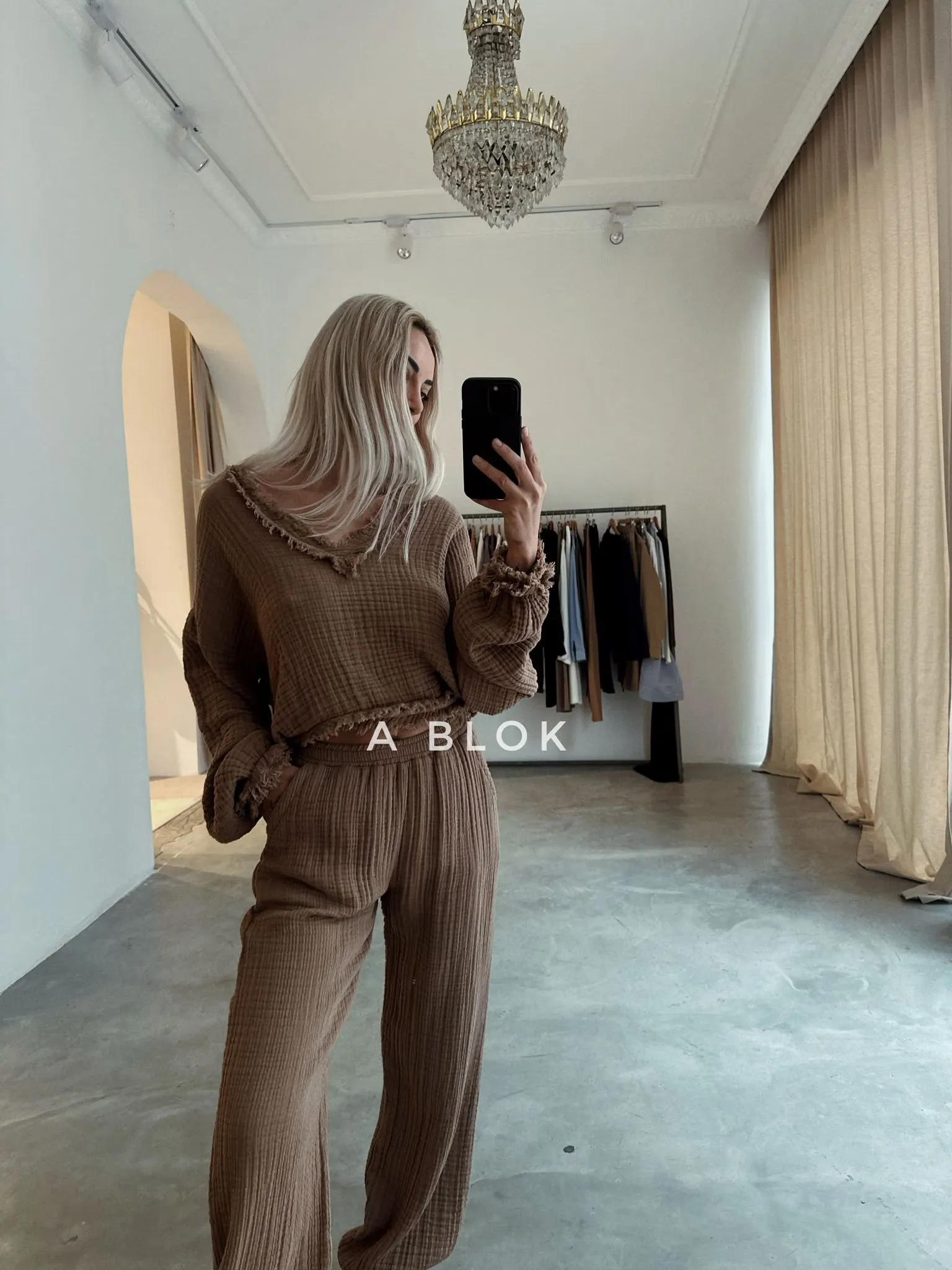 Turkish Cotton Boho Two Piece Set,Top and Trouser Set