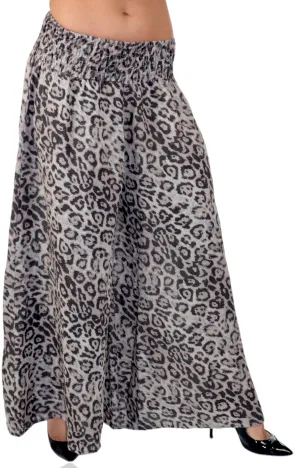 Women Cheetah Linen Wide legged Palazzo Pants, Designer Comfy and Breathable Flounce Pants | One Size Fits All