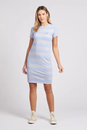 Womens Striped T-Shirt Dress in Brunnera Blue